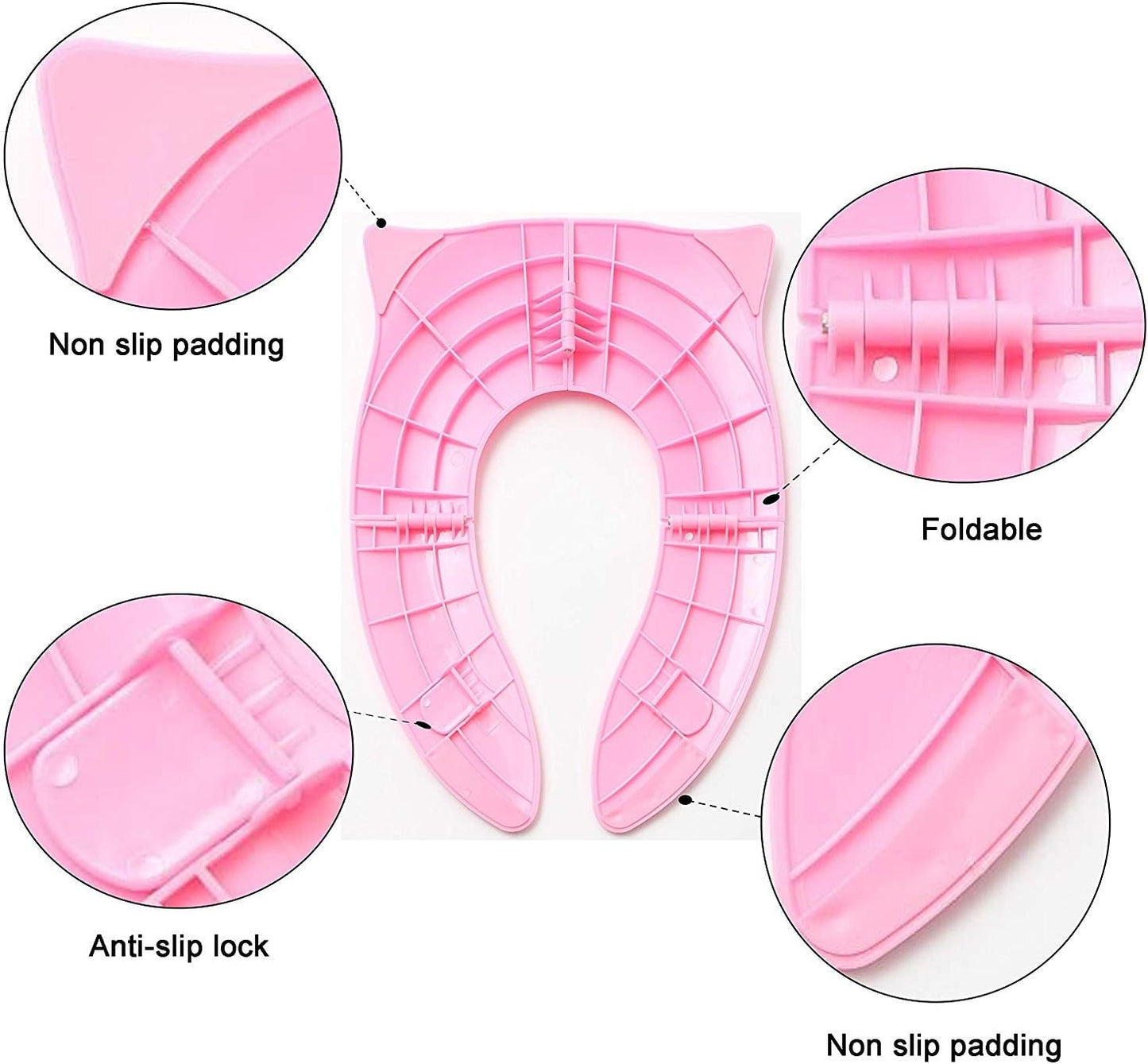 Toilet Potty Training Seat Cover, Travel Toilet Seat, Folding Non Slip Silicone Pads, Travel Portable Reusable Kids Toddlers Boys Girls, Carry Bag (Yellow - Duck)