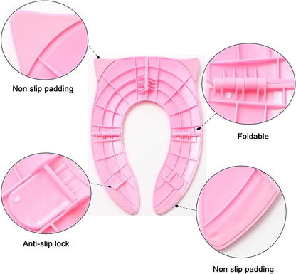 Toilet Potty Training Seat Cover, Travel Toilet Seat, Folding Non Slip Silicone Pads, Travel Portable Reusable Kids Toddlers Boys Girls, Carry Bag (Yellow - Duck)