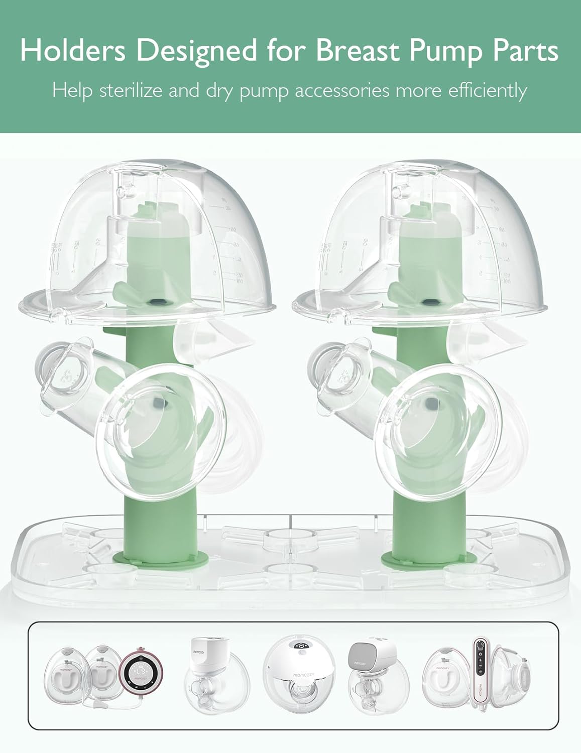 Momcozy 3 Layers Large Bottle Sterilizer and Dryer & Momcozy Bottle Brush Kit Green