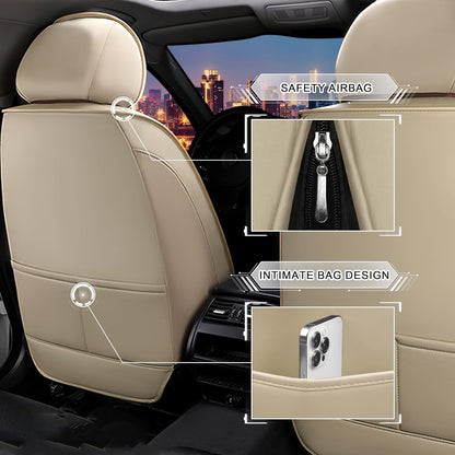 CTDS Car Seat Covers for MINI Convertible 2013-2026, Stylish Sport Seat Covers, Premium Nappa Leather Car Seat Cover. Automobile Seat Covers Sets.(Luxury 5 Seats/Beige)