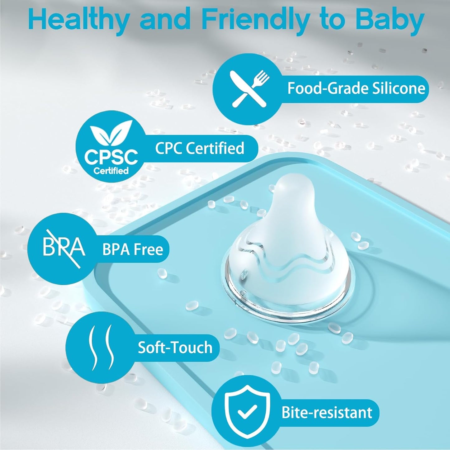 Silicone Nipples for Pigeon Bottles, Anti-Colic Replacement Nipple for Baby 6m+, BPA Free, Fast Flow, Size L, 4 Count