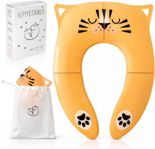 Hippypotamus Travel Potty Seat for Toddler - Folding Potty Training Seat - Portable Toilet Seat Cover for Baby & Kids (PINK Unicorn)
