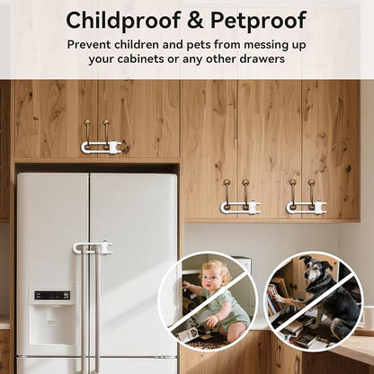Cabinet Locks Baby Proofing,Child Proof Cabinet Locks,6 Pack Adjustable U Shaped Baby Proofing Cabinets,Child Locks for Cabinets and Drawers (White)