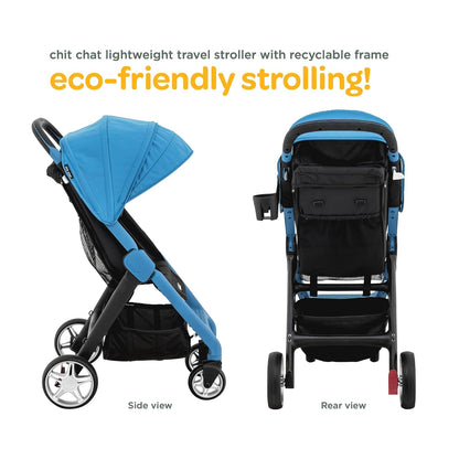 Larktale Chit Chat | Lightweight Compact Stroller for Babies & Toddlers 6 Months & Up | Best Travel Stroller | One-Handed Steering & Easy Fold, Longreef Navy
