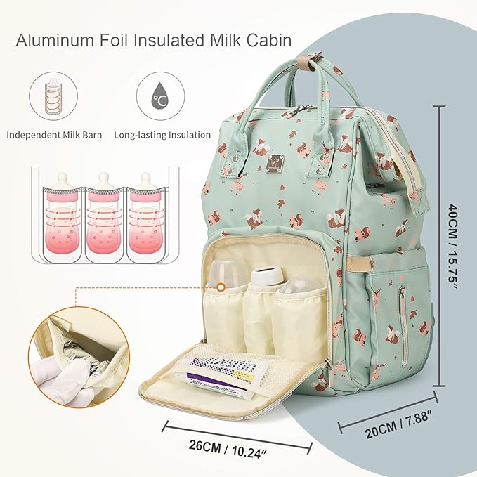 Diaper Bags Backpack for Mom Dad Baby Care Bag Maternity Nappy Bags for Boys Girls Large Green Pañaleras para bebe Baby Changing Bag Large Capacity Waterproof Multifunction Travel Backpack