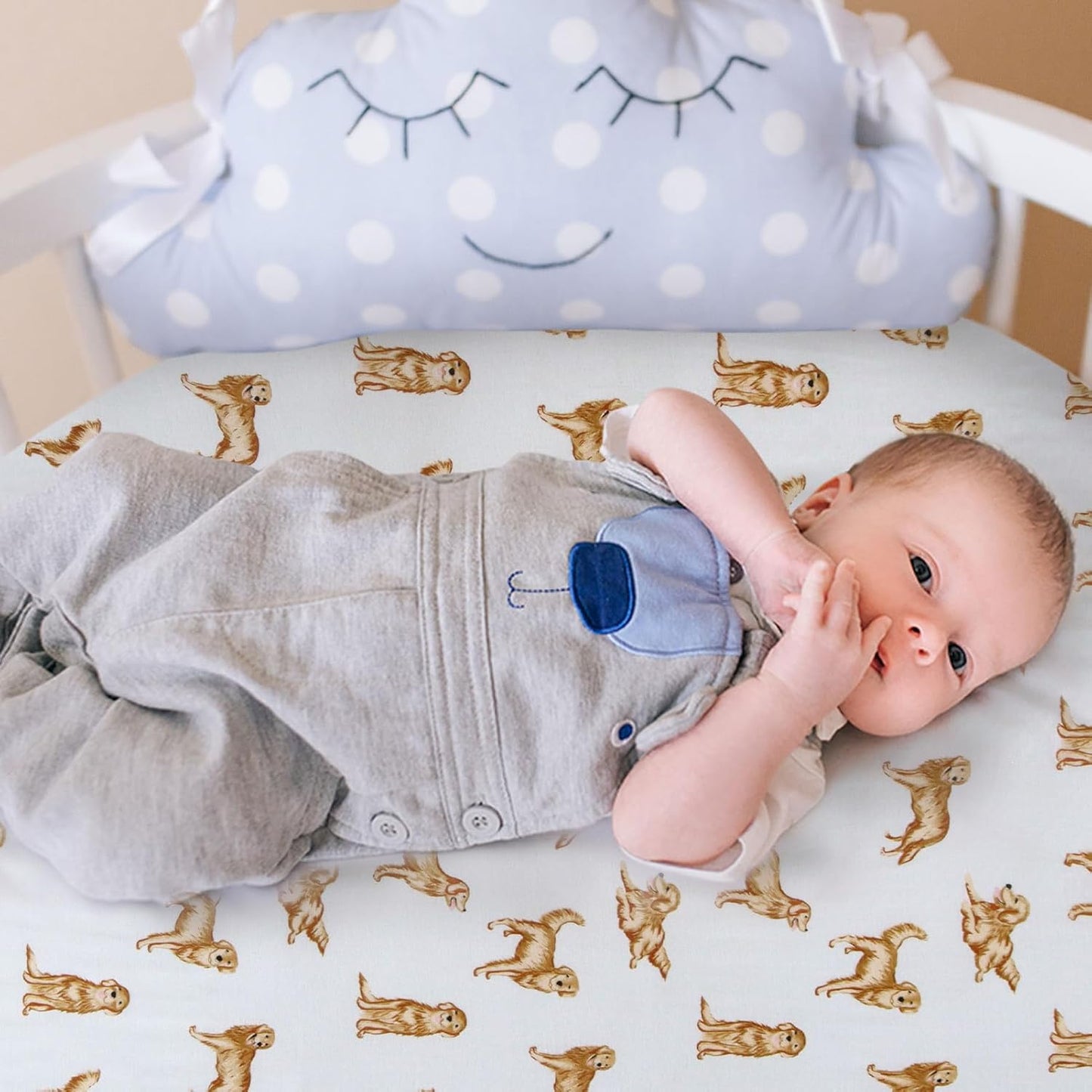 LifeTree Crib Sheets for Baby Unisex - Muslin Fitted Crib Sheets Toddler Bed Sheet, 70% Viscose from Bamboo and 30% Cotton, Fits Mini Crib & Pack and Play Playard, Bear, 26in x 38in