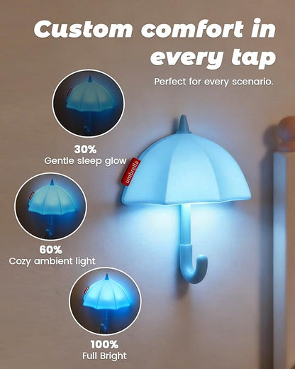 Kids Night Light Umbrella, Silicone Tap Control Magnetic Bedside Lamp with Time Auto-Off, Cute Portable LED Nursery Light for Baby, Toddler, Bedroom and Keychain Holder
