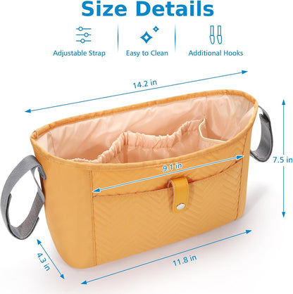 Accmor Universal Stroller Organizer, Stroller Bag Stroller Caddy Organizer, Stroller Accessories Fits for Uppababy, Baby Jogger, Nuna, Doona, Britax Strollers, Black