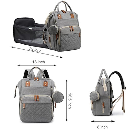 Awanhe Diaper Bag, Backpack with Changing Station, Waterproof Baby Bag for Boys & Girls, USB Charging Port for Parents, Travel Backpack Baby Essentials & Lovely Baby Shower Gifts, Grey