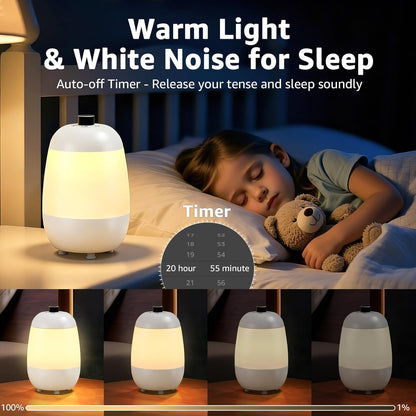 Uuffoo Sound Machine - White Noise Machine with Bluetooth Speaker and Night Light RGB, App Control, Portable Sleep Trainer, Soothing Sounds, Timer for Sleeping Bedside Bedroom
