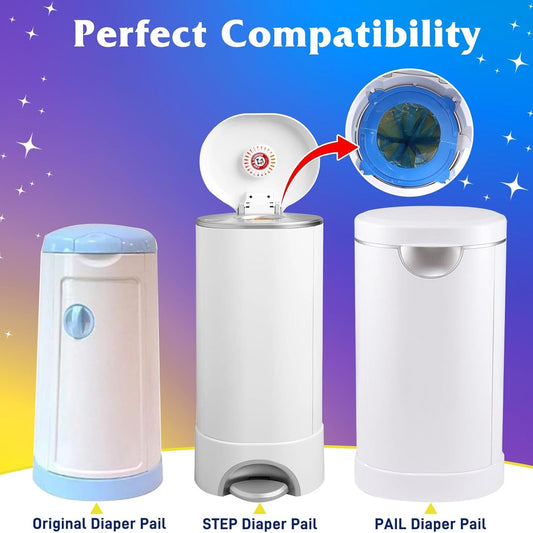 Diaper Pail Refill Bags 40 Pack, Compatible with Arm&Hammer Disposal System, Diaper Bags with Upgraded Odor Lock, Seal and Toss Diaper Pail Refills, Holds up to 1280 Baby Diapers