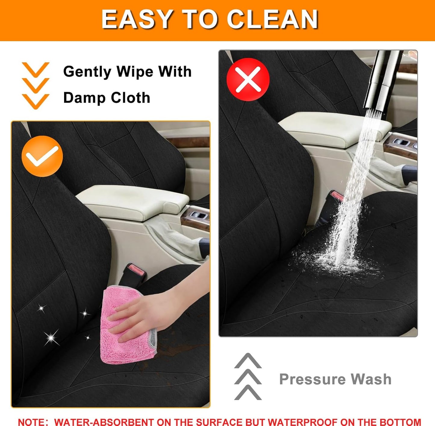 Front Seat Covers Compatible with 2000-2014 BMW 3 Series Convertible 320CI/323CI/325CI/330CI Standard, Heavy Duty Cationic Linen Fabric Seat Protector