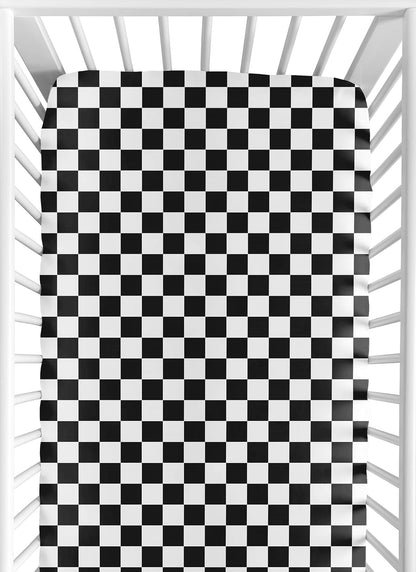Sweet Jojo Designs 2-Piece Baby Bassinet Sheets Set (Black/White Gingham Checkered Plaid) for Boy/Girl, Infant Newborn Nursery, Oval, Rectangle & Hourglass Mattress (Solid Onyx & Classic Checkerboard)