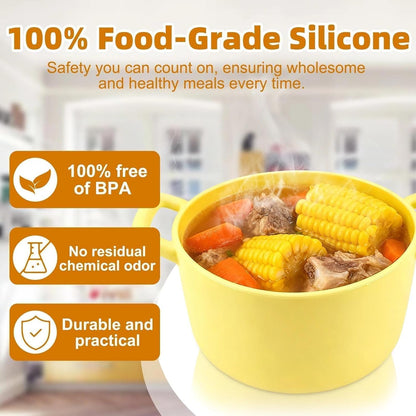Small Silicone Steamer Microwave, Steamer for Baby Food Maker, Vegetable, Egg, 100% Food Grade Silicone Microwave Bowl with Lid and Handle, Non-stick, Easy Clean, Dishwasher Safe, 19oz