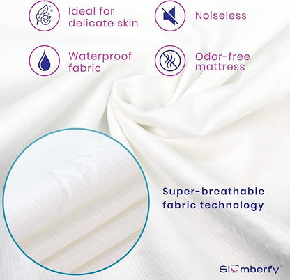 Waterproof Mattress Protector by Slumberfy | Hypoallergenic Bamboo Mattress Protector | Natural + Breathable Jacquard Fabric | Full Mattress Cover – 54x75”