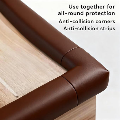 Furniture Edge Corner Protector (16.7ft Edge 8 Corners), Baby Proof Bumper Guards, Soft NBR Safety Pre-Taped Rubber Foam for Table, Desk, Fireplace (Brown)