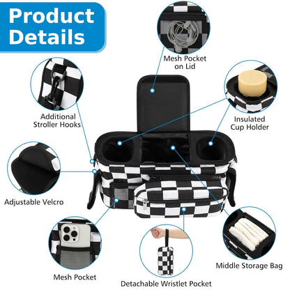 Accmor Universal Stroller Organizer with Insulated Cup Holder Detachable Phone Bag and Shoulder Strap,Stroller Bag Caddy Organizer Fits for Uppababy, Baby Jogger, Britax Strollers