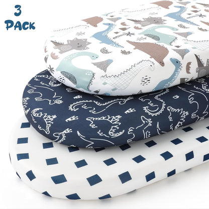 Yoofoss Pack and Play Sheets Fitted, Mini Crib Sheets 2-Pack for Pack N Play Mattress, Stretchy Playard Sheet, Soft and Breathable Green+Giraff