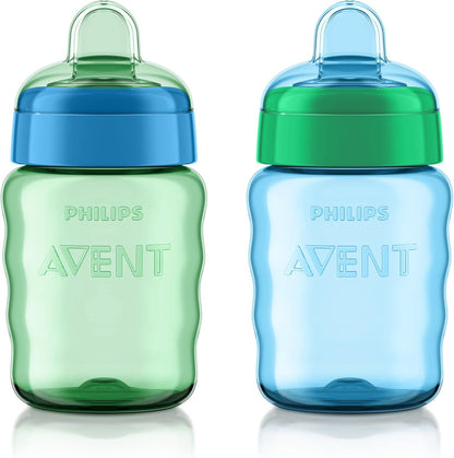 Philips AVENT My Easy Sippy Cup with Soft Spout and Spill-Proof Design, Blue/Green, 9oz, 2pk, SCF553/25