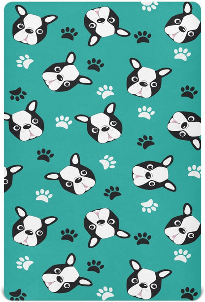 Fitted Crib Sheets Turtle Sea Horse Stretchy Portable Playard Sheets for Baby Toddler, Breathable Soft Mini Crib Mattress 39 x 27 in for Boys and Girls