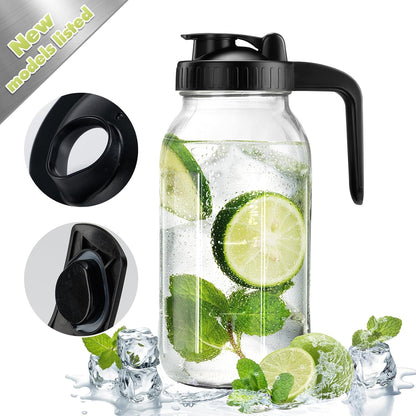 32oz Glass Pitcher with Lid & V-shaped Pour Spout - 1 Quart Breastmilk Pitcher Double Leak Proof, Creamer Container for Sun Tea, Juice, Cold Brew Coffee, Breastmilk Storage Container
