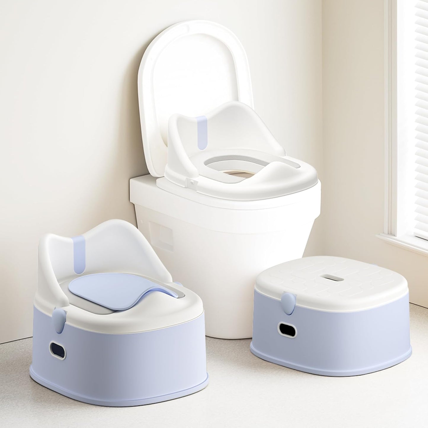 3-in-1 Toddler Potty Training Toilet for Boys and Girls with Soft Cushion Multi-use Baby Potty Chair for Toddlers 1-3 Training Potty Seat Toddler Toilet Baby Potty Training Seat with Step Stool