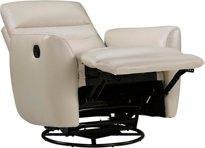 Lexicon 360 Degree Swivel Glider Reclining Chair, Manual Tab Pull Recliner, Leather Match Swivel Glider Recliner with Plush Foam, Sturdy Frame for Living Room/Office/Bedroom, Taupe