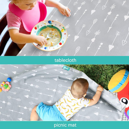 Splat Mat 2 Pack for Under High Chair & Arts & Crafts & Eating Mess, Waterproof 42''×46'' Baby Playtime Anti-Slip High Chair Mat for Floor or Table, Reusable & Portable Splash Mat
