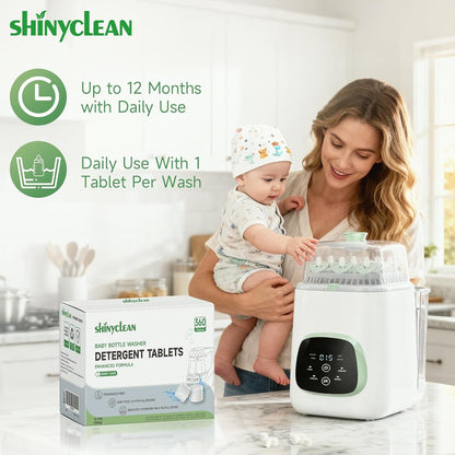 360PCS Baby Bottle Washer Tablets for Momcozy & Baby Brezza Pro, Natural Enzyme Detergent,Deep Cleaning, Chlorine & Fragrance Free, No Residue, Universal Fit All Bottle Washers Machines