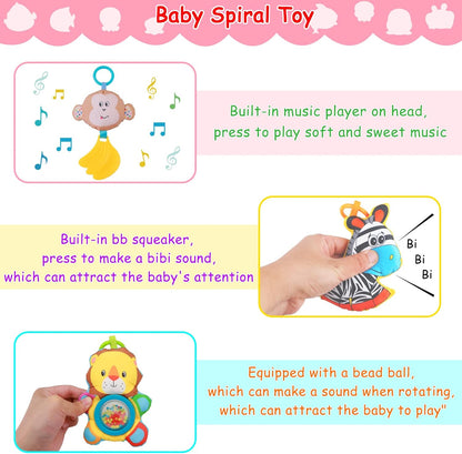 Baby Activity Stroller Arch Toys,Car Seat Toys for Adjustable Bouncer Arch Crib Bassinet Hanging Toys Mobile Clip on Stroller Developing Motor Infants Toddlers Skills with Rattle,Mirror,Teether Gift