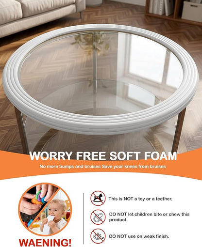 Corner Protector Baby, 16.5FT 0.32''Th W-Shape Edge Protector for Baby Proofing 3.2'' Wide Foam Fireplace Cushion Pre-Taped Safety Guard Bumper Pad for Furniture Wall Stair Door (White)