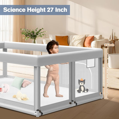 Large Baby Playpen for Babies and Toddlers, Playpen 74×50, Large Baby Play Yards Indoor & Outdoor, Sturdy Safety Baby Play Pen with Soft Breathable Mesh, Toddlers Activity Center with Anti-Slip Base