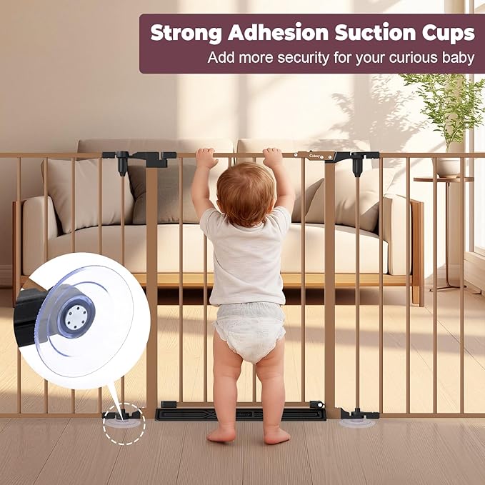 78" Extra Wide Baby Gate, Dog Gates Indoor for Doorways Stairs, Essential Safety Gate for Child, Hardware Mounted Adjustable Pet Gate with Anti-Trip Pedal, 28'' Tall 3 Metal Panels Brown