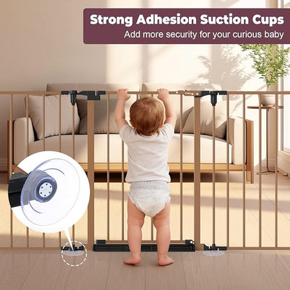 78" Extra Wide Baby Gate, Dog Gates Indoor for Doorways Stairs, Essential Safety Gate for Child, Hardware Mounted Adjustable Pet Gate with Anti-Trip Pedal, 28'' Tall 3 Metal Panels Brown