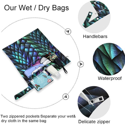 visesunny Bright Human Skull 2Pcs Wet Bag with Zippered Pockets Washable Reusable Roomy Diaper Bag for Travel,Beach,Daycare,Stroller,Diapers,Dirty Gym Clothes,Wet Swimsuits,Toiletries