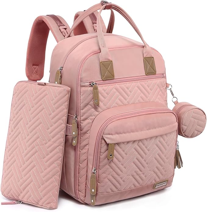 iniuniu Diaper Bag Backpack, 4 in 1 kit Large Unisex Baby Bags for Boys Girls, Waterproof Travel Back Pack with Pouch