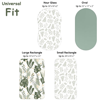 Yoofoss Pack and Play Sheets Fitted, Mini Crib Sheets 2-Pack for Pack N Play Mattress, Stretchy Playard Sheet, Soft and Breathable Green+Giraff