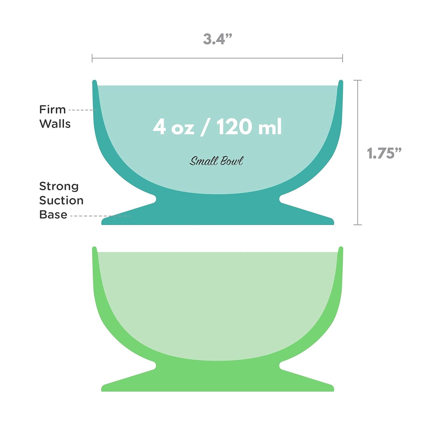 ChooMee Silicone Baby Suction Bowls | Non Slip Extra Strong Suction Base with Durable and Firm Bowl | Ideal for Infant and Toddler Baby Led Feeding | Small 2 CT