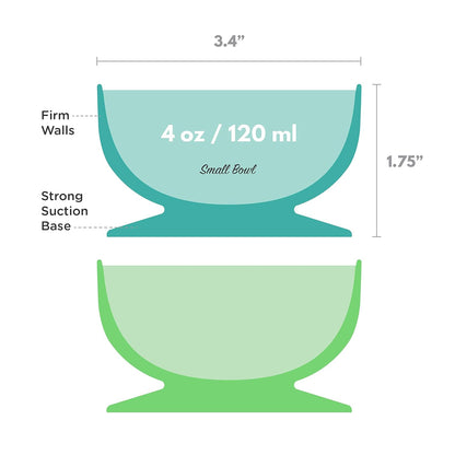 ChooMee Silicone Baby Suction Bowls | Non Slip Extra Strong Suction Base with Durable and Firm Bowl | Ideal for Infant and Toddler Baby Led Feeding | Small 2 CT