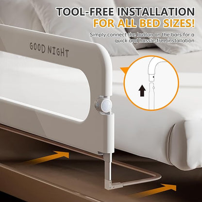 Foldable Toddler Bed Rails - Kids Guard Bumper for Crib Safe Bed Side Rail for Twin Queen King Full Size Beds 32inch