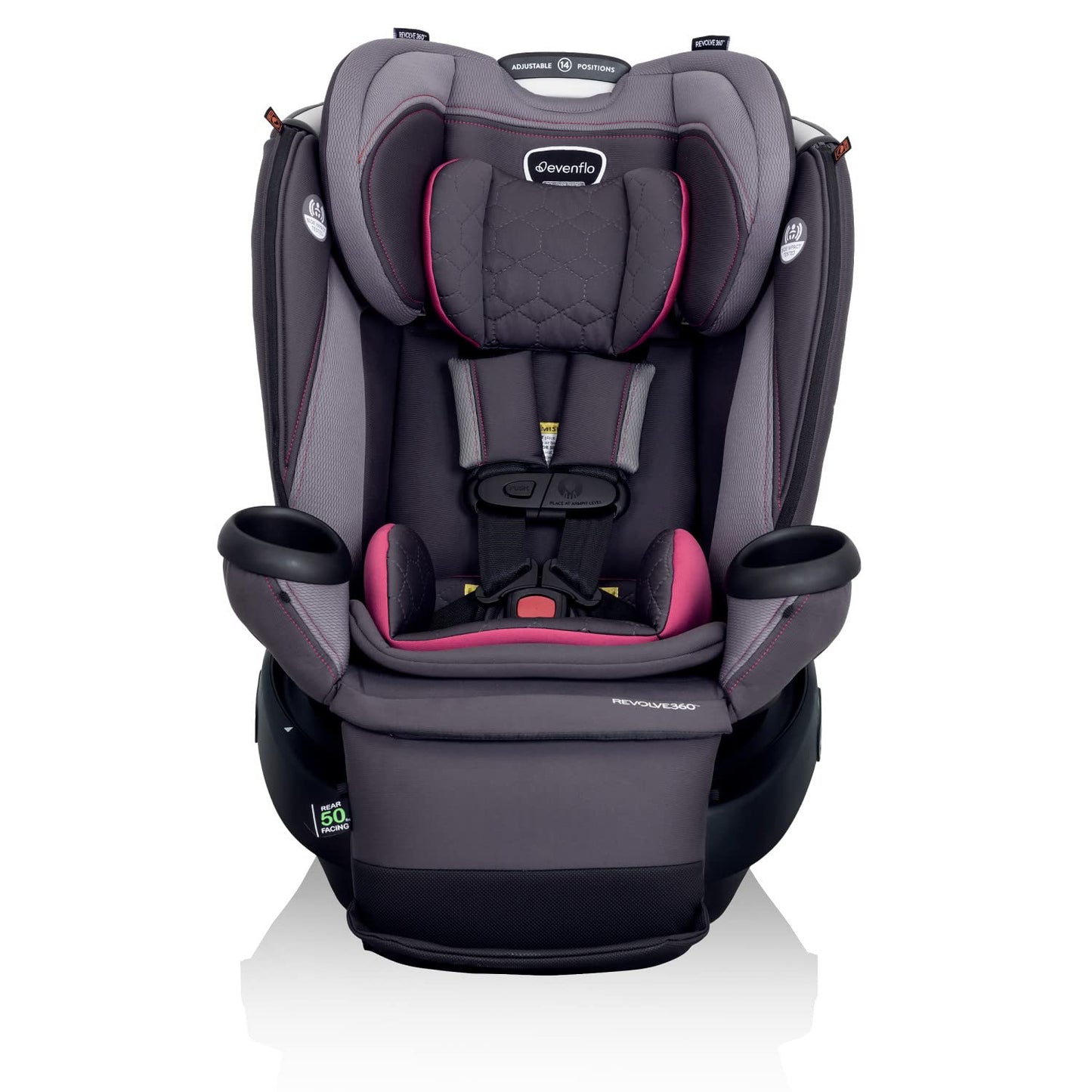 Evenflo Revolve360 Extend Convertible Car Seat with 360 Degree Rotation, Extended Rear-Facing, Forward-Facing, Booster Mode, and Secure Latch Install, Revere Gray