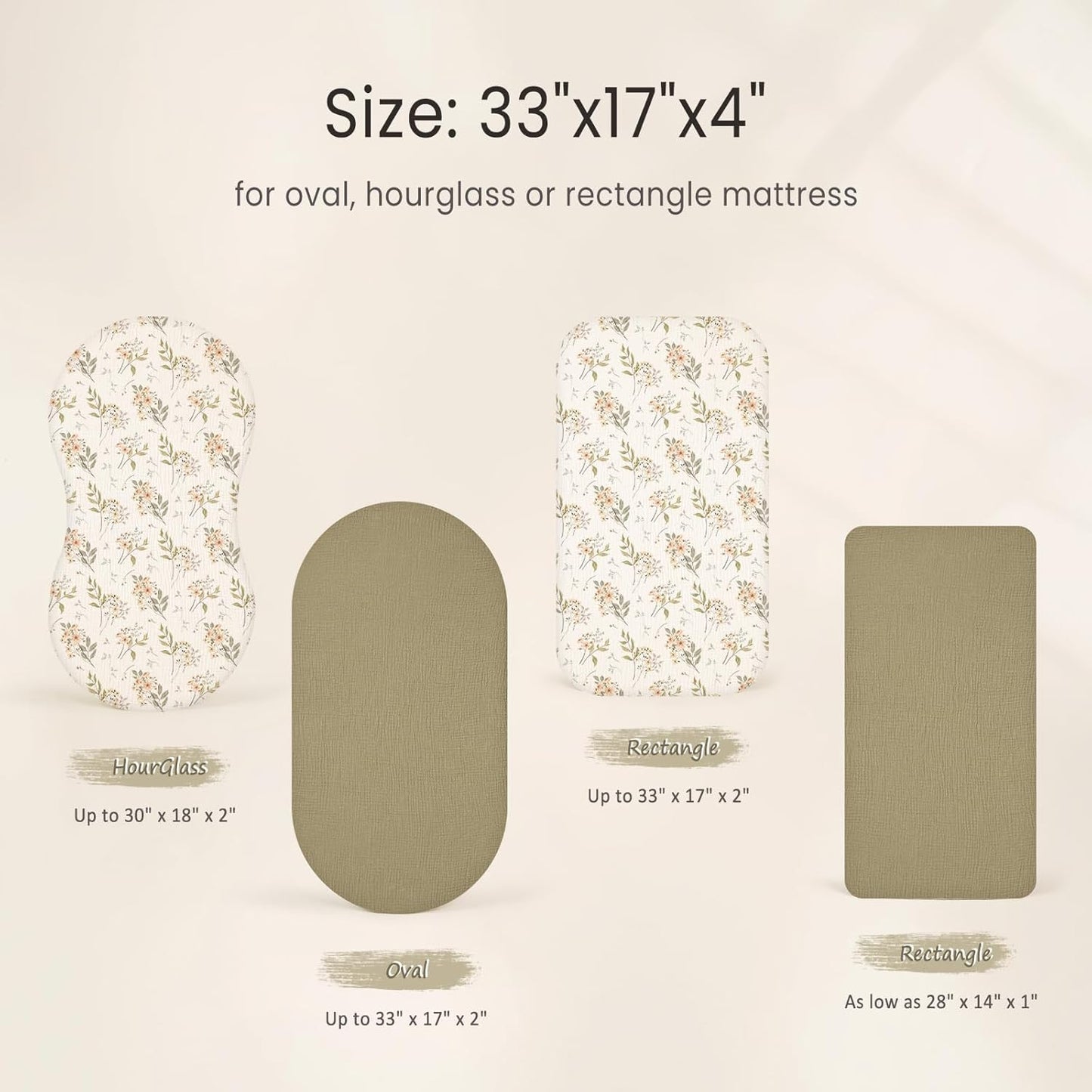 lulumoon Muslin Bassinet Sheets for Baby: Soft Bedside Sleeper Bassinet Fitted Sheets for Boys and Girls