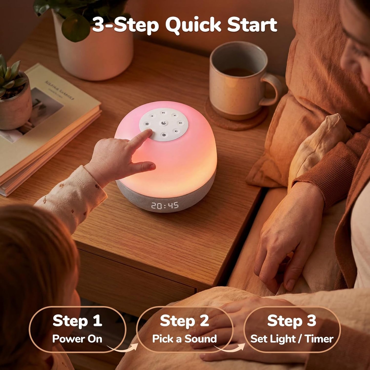 2025 Mom's Choice Awards | Sound Machine Baby White Noise Machine with Sunrise Alarm Clock & App Control – 360° RGB Night Light, Sleep Soother for Adults & Kids, Newborn Essentials Shower Gift
