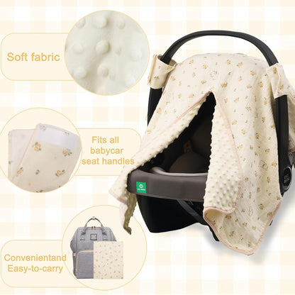 2-in-1 Baby Car Seat Cover & Canopy | Mom Nursing Cover, Easy Install Shield | Multi-Purpose for Winter Warmth & Summer Shade (Brown)