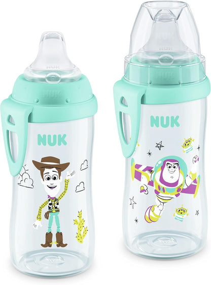 NUK Active Sippy Cup, 10 oz, 2 Pack, Disney's Cars, Lightning McQueen, BPA-Free, Spill-Proof, Transition Cup