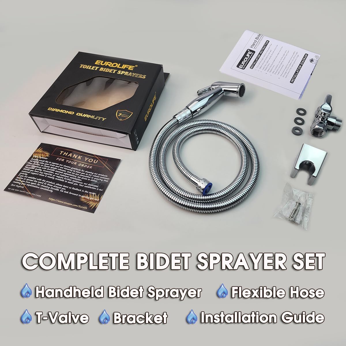 Handheld Bidet Sprayer for Toilet, Lockable Push Button, ABS Bidet Sprayer Set with Hose & T-Valve, Easy Install - Niken Color