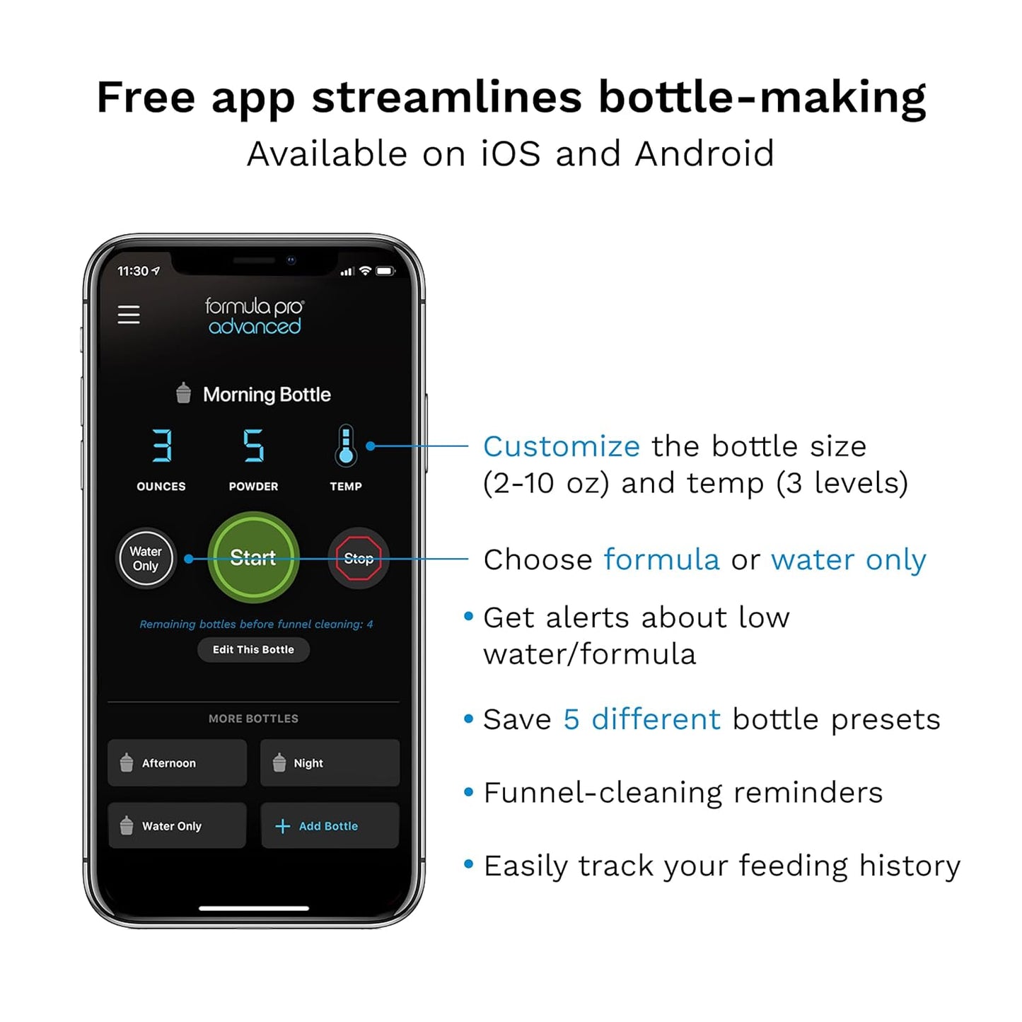 Baby Brezza Formula Pro Advanced WiFi Formula Dispenser - Automatically Mix a Warm Formula Bottle From Your Phone Instantly – Easily Make Bottle With Automatic Powder Blending Machine, Black