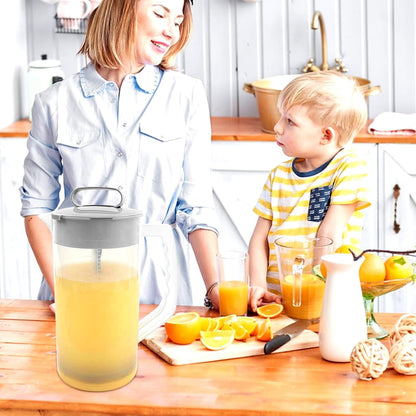 1 Pack Mixing Pitcher for Drink, 2 Quart/ 64oz Plastic Water Pitcher with Lid and Clean Sponge Brush, Angled Plastic Blades and Adjustable Mixer Plunger for Juice, Milk, Beverage Container