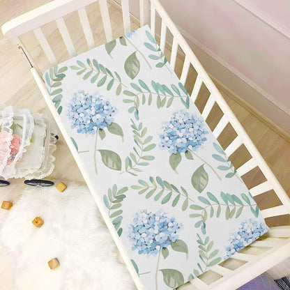 Fitted Crib Sheets White Bears with Clouds Stretchy Portable Playard Sheets for Baby Toddler, Breathable Soft Mini Crib Mattress 39 x 27 in for Boys and Girls