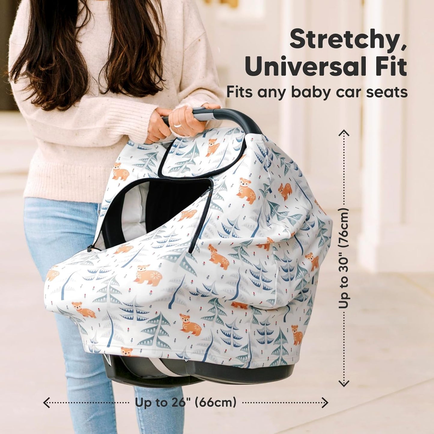 KeaBabies Winter Car Seat Cover Baby, Newborn - Universal Fit Infant Carseat Covers Baby Girl, Boy, Breathable, Lightweight Blanket, Easy to Use Stroller Canopy, Rain, Wind, Sun Shade (Laurel)